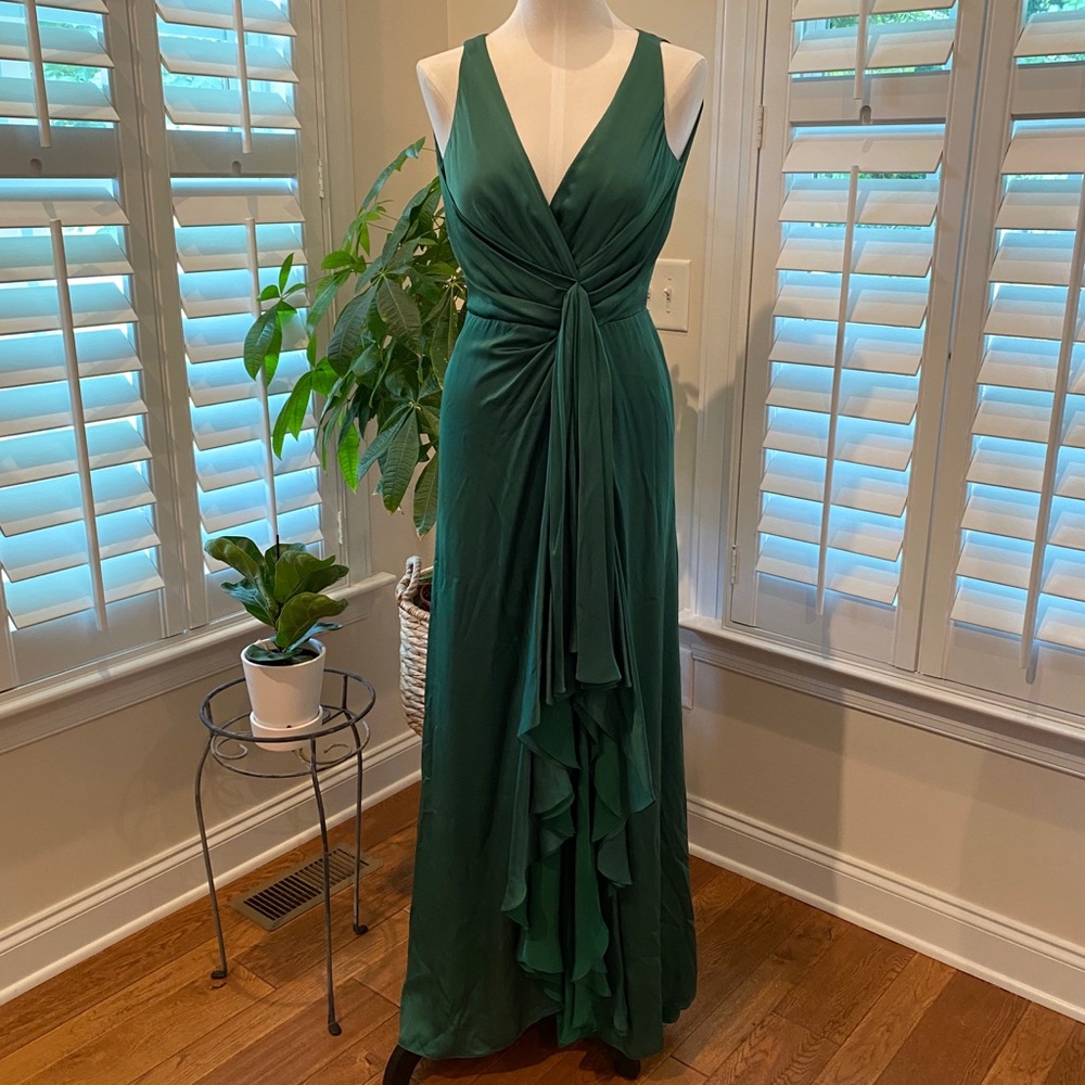 Lela Rose Emerald Green Silk Gown / Dress size 2 - Picture 5 of 9